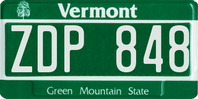 VT license plate ZDP848