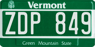 VT license plate ZDP849