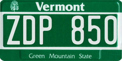 VT license plate ZDP850