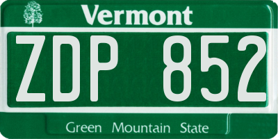 VT license plate ZDP852