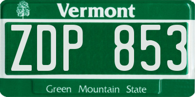 VT license plate ZDP853