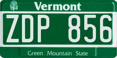 VT license plate ZDP856