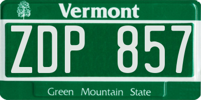 VT license plate ZDP857