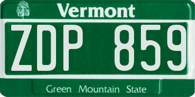 VT license plate ZDP859