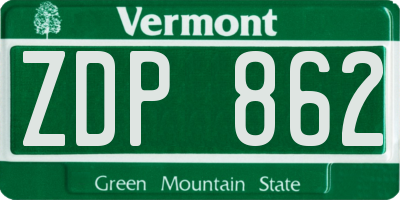 VT license plate ZDP862