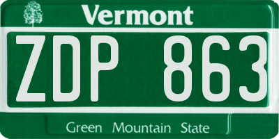 VT license plate ZDP863