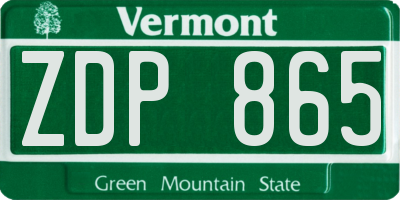 VT license plate ZDP865