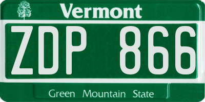 VT license plate ZDP866