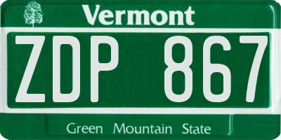 VT license plate ZDP867