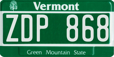 VT license plate ZDP868