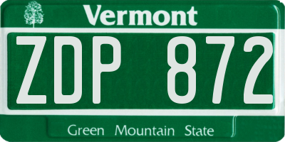 VT license plate ZDP872