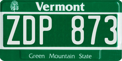 VT license plate ZDP873
