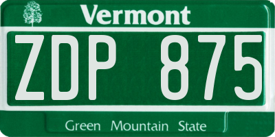 VT license plate ZDP875