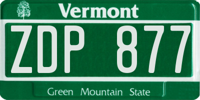 VT license plate ZDP877