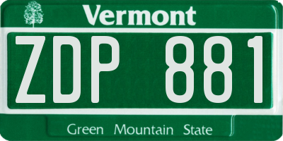 VT license plate ZDP881