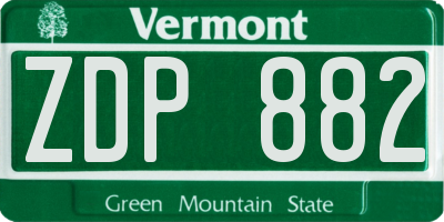 VT license plate ZDP882