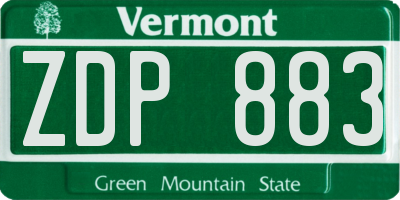VT license plate ZDP883