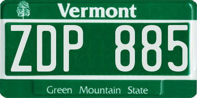 VT license plate ZDP885