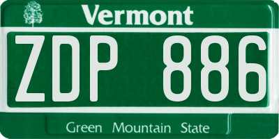 VT license plate ZDP886
