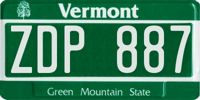 VT license plate ZDP887