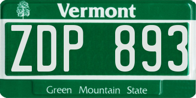 VT license plate ZDP893