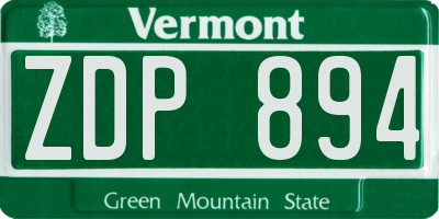 VT license plate ZDP894