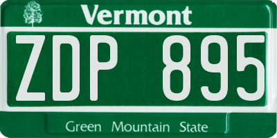 VT license plate ZDP895