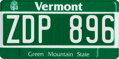 VT license plate ZDP896