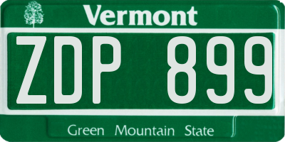 VT license plate ZDP899