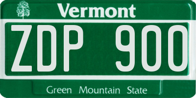 VT license plate ZDP900
