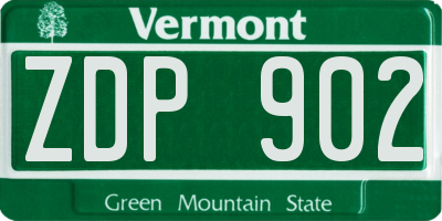 VT license plate ZDP902