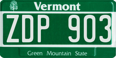 VT license plate ZDP903