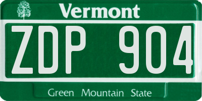 VT license plate ZDP904