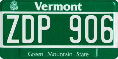 VT license plate ZDP906