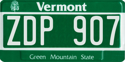 VT license plate ZDP907