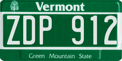 VT license plate ZDP912
