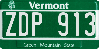 VT license plate ZDP913