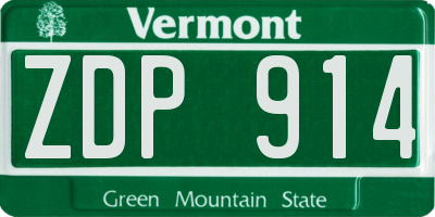 VT license plate ZDP914