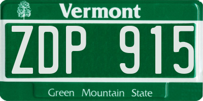 VT license plate ZDP915
