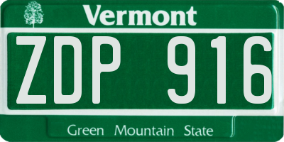 VT license plate ZDP916