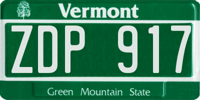 VT license plate ZDP917