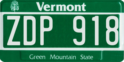 VT license plate ZDP918