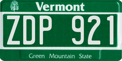 VT license plate ZDP921