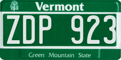 VT license plate ZDP923