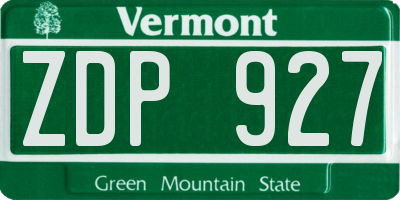 VT license plate ZDP927