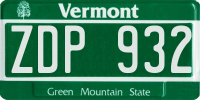 VT license plate ZDP932