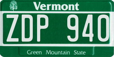 VT license plate ZDP940