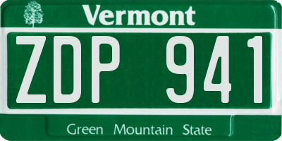 VT license plate ZDP941
