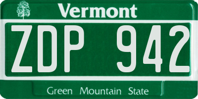 VT license plate ZDP942