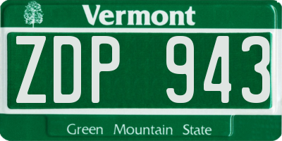 VT license plate ZDP943
